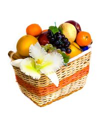 fruit basket with flowers